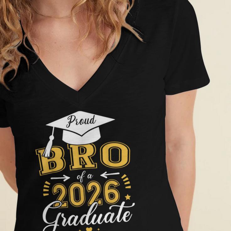 Proud Bro Of a Class Of 2026 Graduate For Graduation Women's Jersey Short Sleeve Deep V-Neck Tshirt