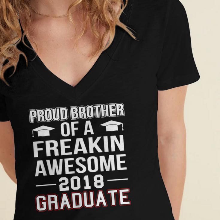 Proud Brother Of A 2018 Graduate Senior GraduationShirt Women's Jersey Short Sleeve Deep V-Neck Tshirt