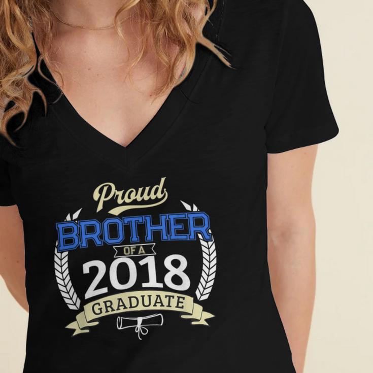Proud Brother Of 2018 Graduate Shirt Graduation Grad Women's Jersey Short Sleeve Deep V-Neck Tshirt