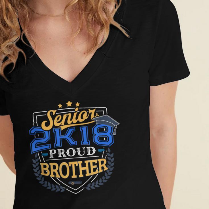 Proud Brother Of A 2018 Senior Shirt Graduation Grad 2K18 Women's Jersey Short Sleeve Deep V-Neck Tshirt