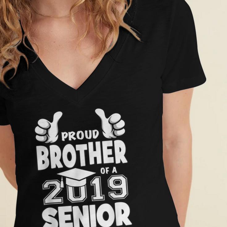 Proud Brother Of A 2019 Senior School Graduation Shirt Women's Jersey Short Sleeve Deep V-Neck Tshirt
