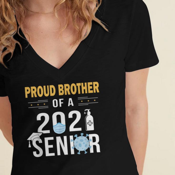 Proud Brother Of a 2021 Senior Shirt Graduation Women's Jersey Short Sleeve Deep V-Neck Tshirt