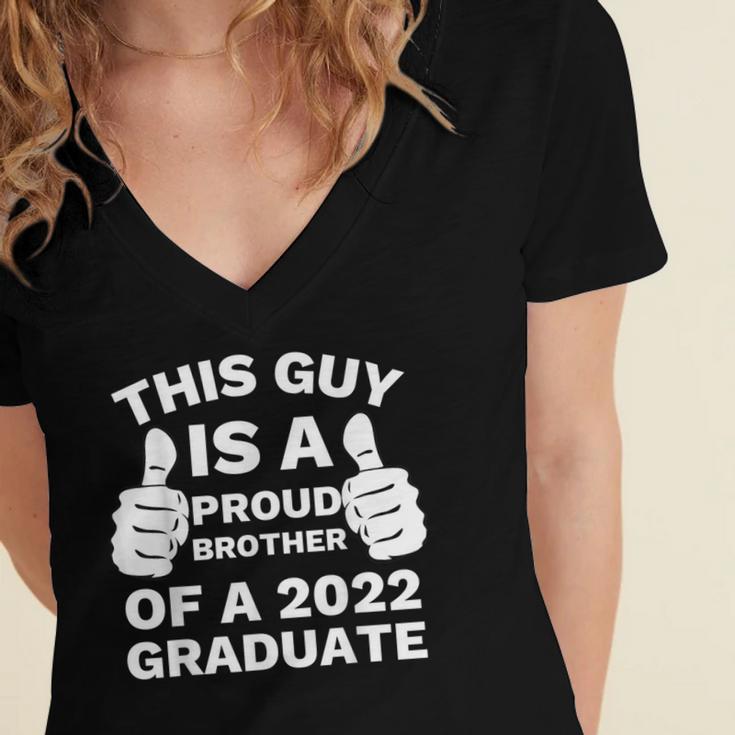 Proud Brother Of 2022 Graduate Class Of 2022 Graduation Women's Jersey Short Sleeve Deep V-Neck Tshirt