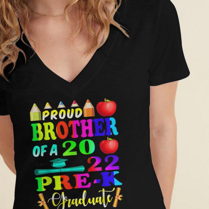 Proud Brother Of 2022 Pre K Graduate Graduation Women's Jersey Short Sleeve Deep V-Neck Tshirt