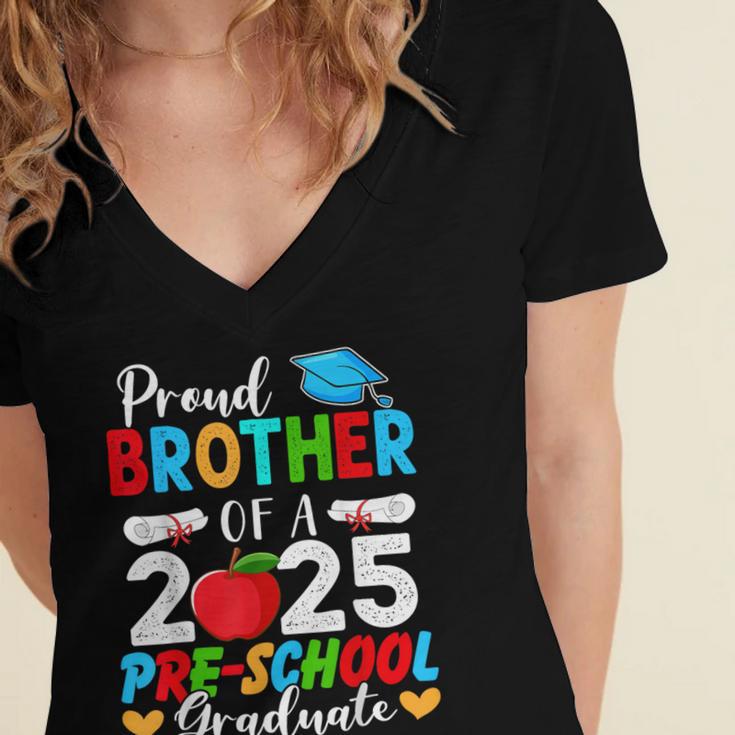 Proud Brother Of a 2025 Preschool Graduate Graduation Women's Jersey Short Sleeve Deep V-Neck Tshirt