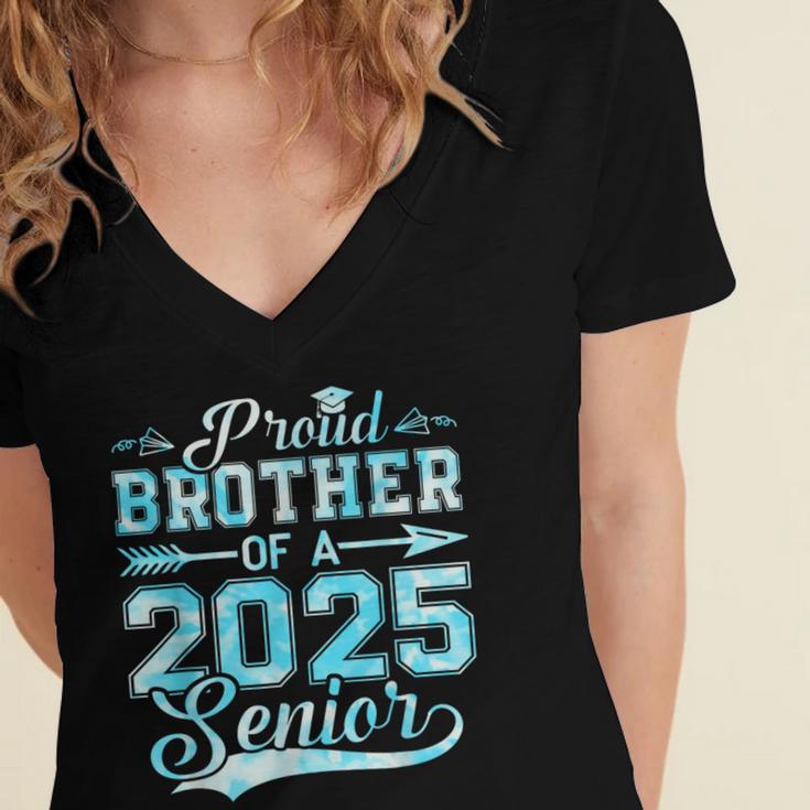 Proud Brother Of a 2025 Senior Graduate Graduation Women's Jersey Short Sleeve Deep V-Neck Tshirt