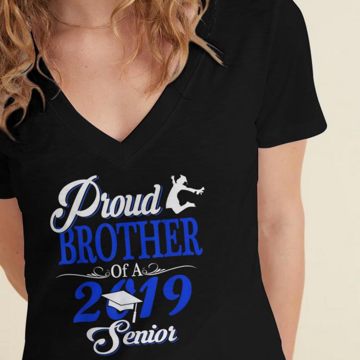 Proud BROTHER Of A Class 2019 Senior Tshirt Graduation Women's Jersey Short Sleeve Deep V-Neck Tshirt