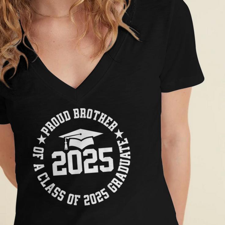 Proud Brother Of a Class Of 2025 Graduate Graduation 2025 Women's Jersey Short Sleeve Deep V-Neck Tshirt