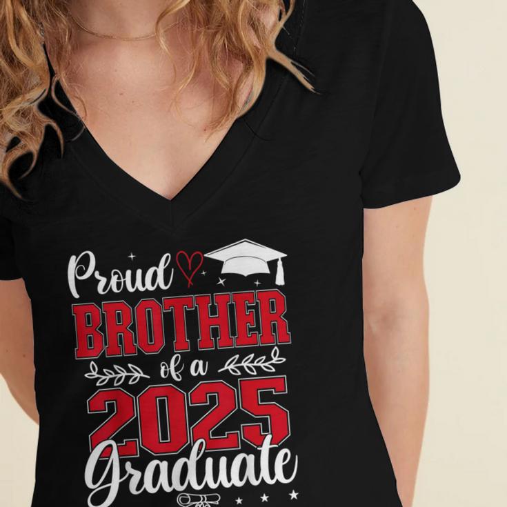 Proud Brother Of A Class Of 2025 Graduate Senior Graduation Women's Jersey Short Sleeve Deep V-Neck Tshirt