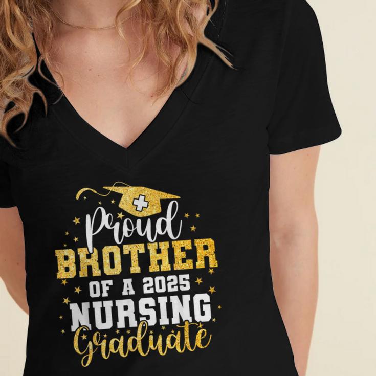 Proud Brother Class Of 2025 Nursing Graduate Graduation Women's Jersey Short Sleeve Deep V-Neck Tshirt