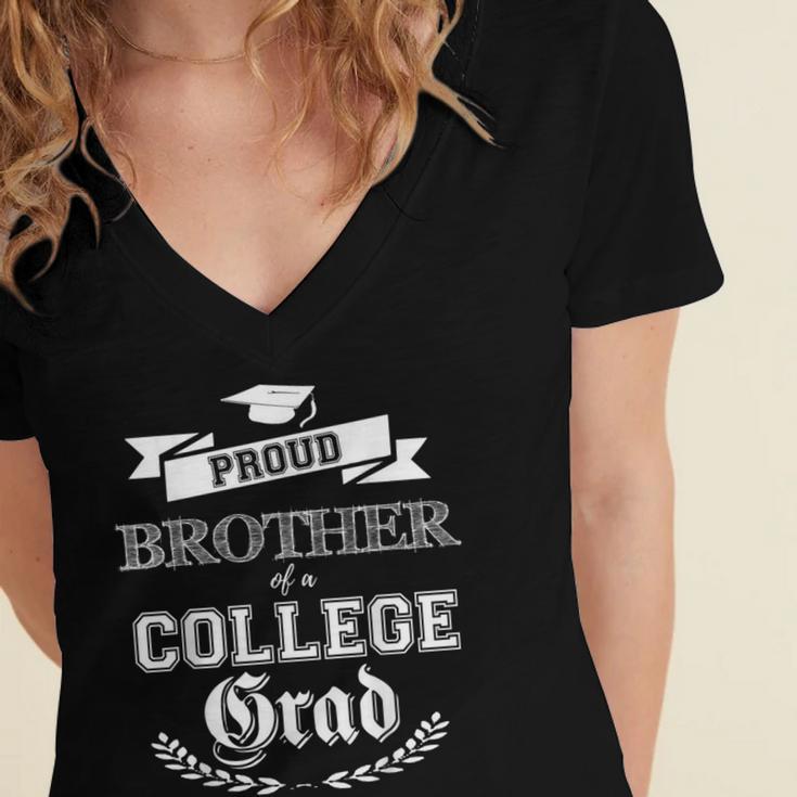 Proud Brother Of a College Grad 2019 Family Graduation Shirt Women's Jersey Short Sleeve Deep V-Neck Tshirt
