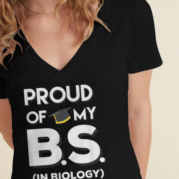 Proud Of My BS In Biology Graduation T-Shirt Women's Jersey Short Sleeve Deep V-Neck Tshirt