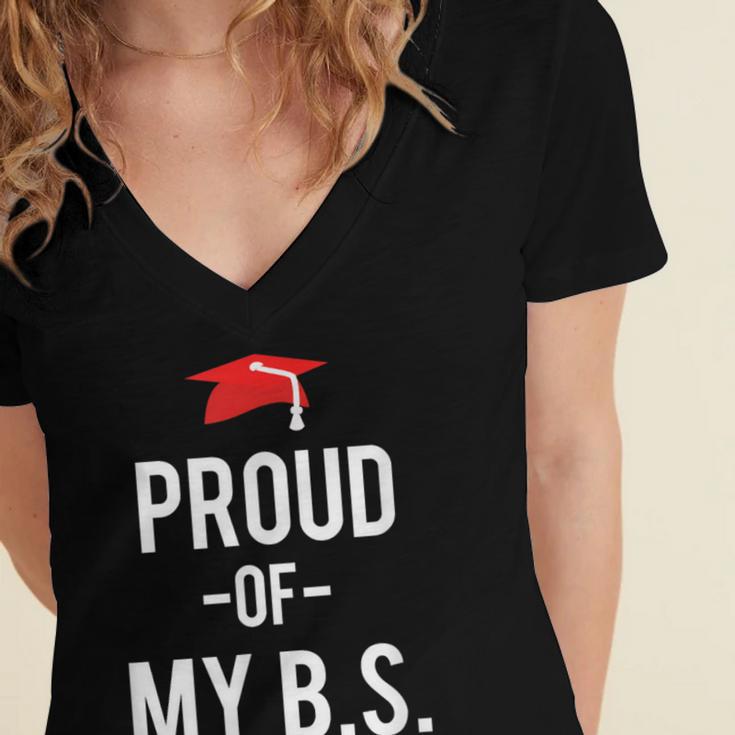 Proud Of My BS Graduation Bachelor's Degree T-Shirt Women's Jersey Short Sleeve Deep V-Neck Tshirt
