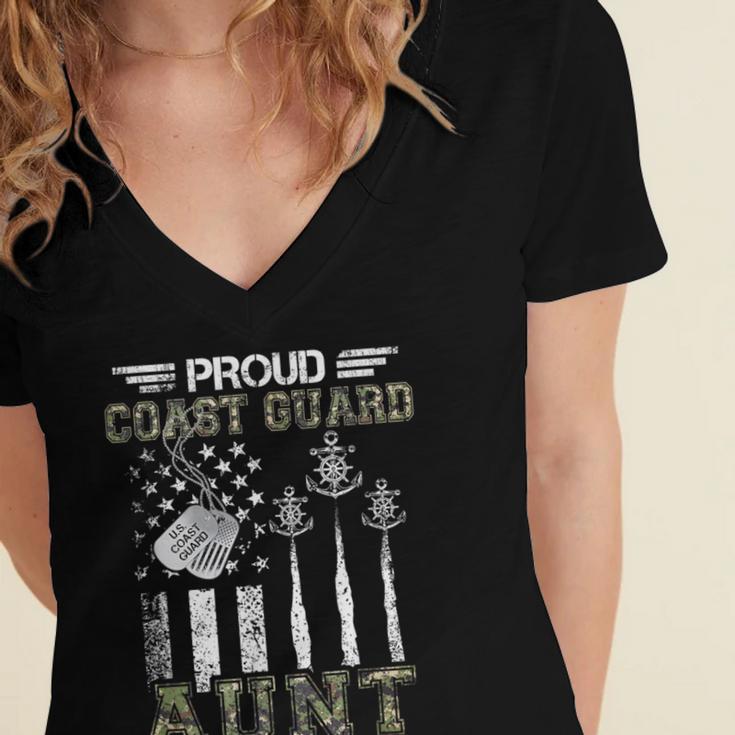 Proud Coast Guard Aunt US Coast Guard Graduation Aunt Women's Jersey Short Sleeve Deep V-Neck Tshirt