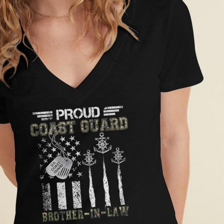 Proud Coast Guard Brother-In-Law US Coast Guard Graduation Women's Jersey Short Sleeve Deep V-Neck Tshirt