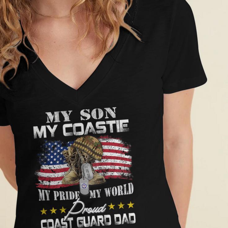 Proud Coast Guard Dad Coast Guard Graduation Dad Women's Jersey Short Sleeve Deep V-Neck Tshirt