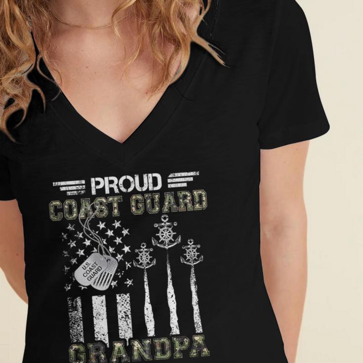 Proud Coast Guard Grandpa US Coast Guard Graduation Grandpa Women's Jersey Short Sleeve Deep V-Neck Tshirt