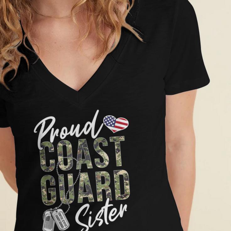 Proud Coast Guard Sister US Coast Guard Graduation Sister Women's Jersey Short Sleeve Deep V-Neck Tshirt