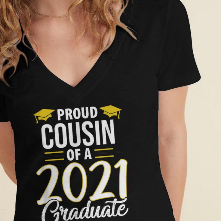 Proud Cousin Of A 2021 Graduate Graduation Clothes MBA PhD Women's Jersey Short Sleeve Deep V-Neck Tshirt