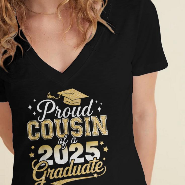 Proud Cousin Of a Class Of 2025 Graduate Senior Graduation Women's Jersey Short Sleeve Deep V-Neck Tshirt