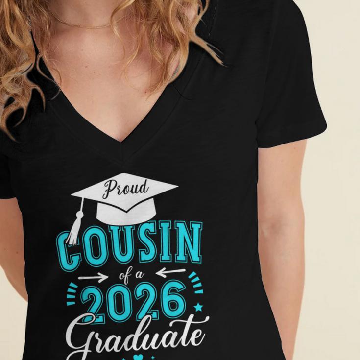 Proud Cousin Of a Class Of 2026 Graduate For Graduation Women's Jersey Short Sleeve Deep V-Neck Tshirt