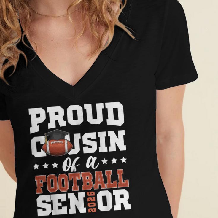 Proud Cousin Of a Football Senior 2026 Graduation Gifts Women's Jersey Short Sleeve Deep V-Neck Tshirt