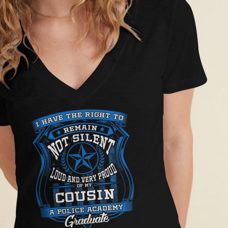 Proud Of Cousin Police Academy Graduation Shirt Women's Jersey Short Sleeve Deep V-Neck Tshirt