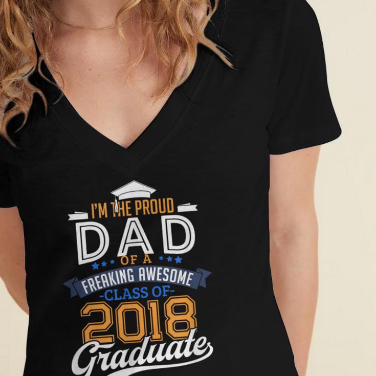 Proud Dad Of A 2018 Graduate Shirt Graduation Grad Class Women's Jersey Short Sleeve Deep V-Neck Tshirt