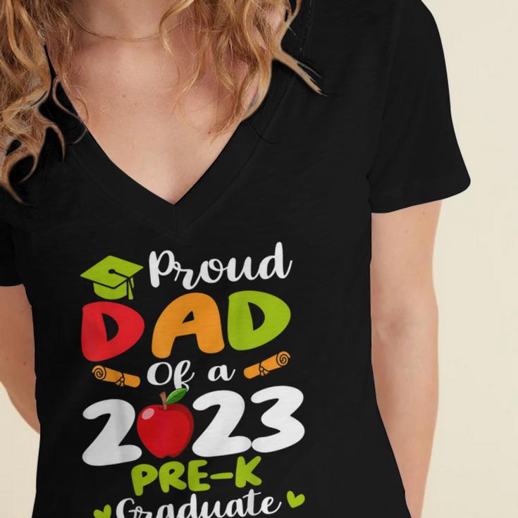 Proud Dad Of 2023 Pre K Graduate Graduation Women's Jersey Short Sleeve Deep V-Neck Tshirt