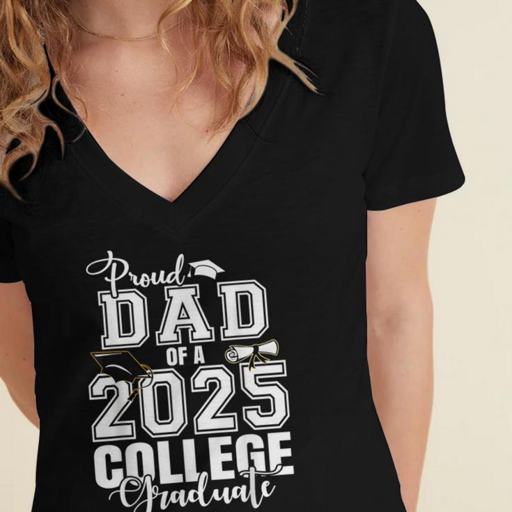 Proud Dad Of A 2025 College Graduate Graduation Women's Jersey Short Sleeve Deep V-Neck Tshirt