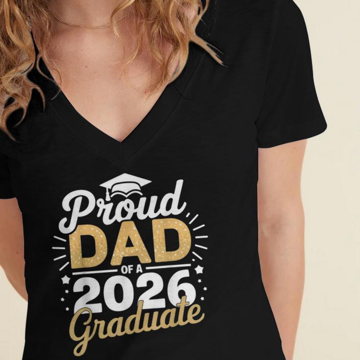 Proud Dad Of A 2026 Graduate Class Of 2026 Dad Graduation Women's Jersey Short Sleeve Deep V-Neck Tshirt