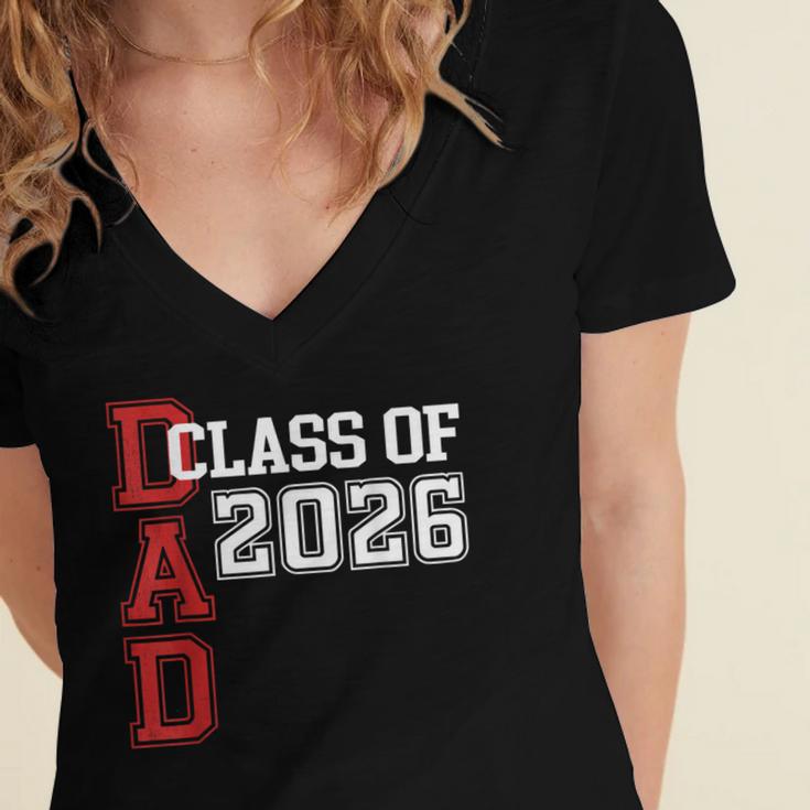 Proud Dad Of A 2026 Graduate Grad Senior Father Graduation Women's Jersey Short Sleeve Deep V-Neck Tshirt