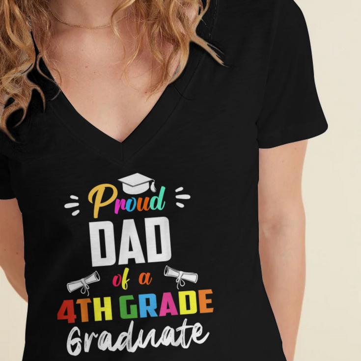 Proud DAD Of A 4th Grade Graduate Graduation 2024 Senior 24 Women's Jersey Short Sleeve Deep V-Neck Tshirt