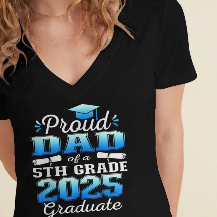 Proud Dad Of 5th Grade Graduate 2025 Elementary Graduation Women's Jersey Short Sleeve Deep V-Neck Tshirt