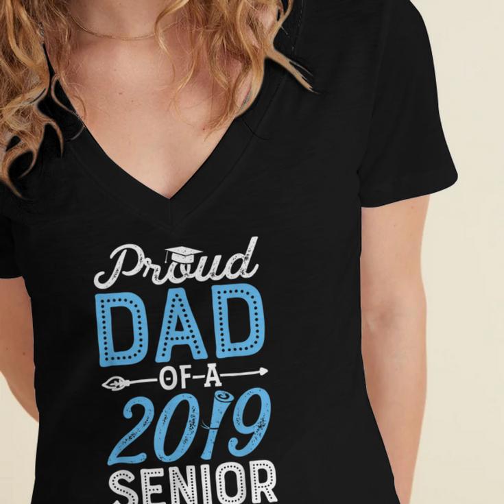 Proud Dad Of A Class 2019 SeniorShirt Graduation Women's Jersey Short Sleeve Deep V-Neck Tshirt