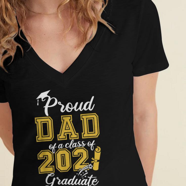 Proud Dad Of a Class Of 2021 Graduate Graduation Senior 2021 Women's Jersey Short Sleeve Deep V-Neck Tshirt