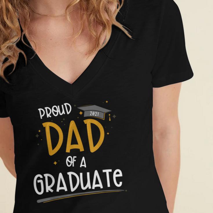 Proud Dad Of A Class Of 2021 Graduate Graduation Women's Jersey Short Sleeve Deep V-Neck Tshirt