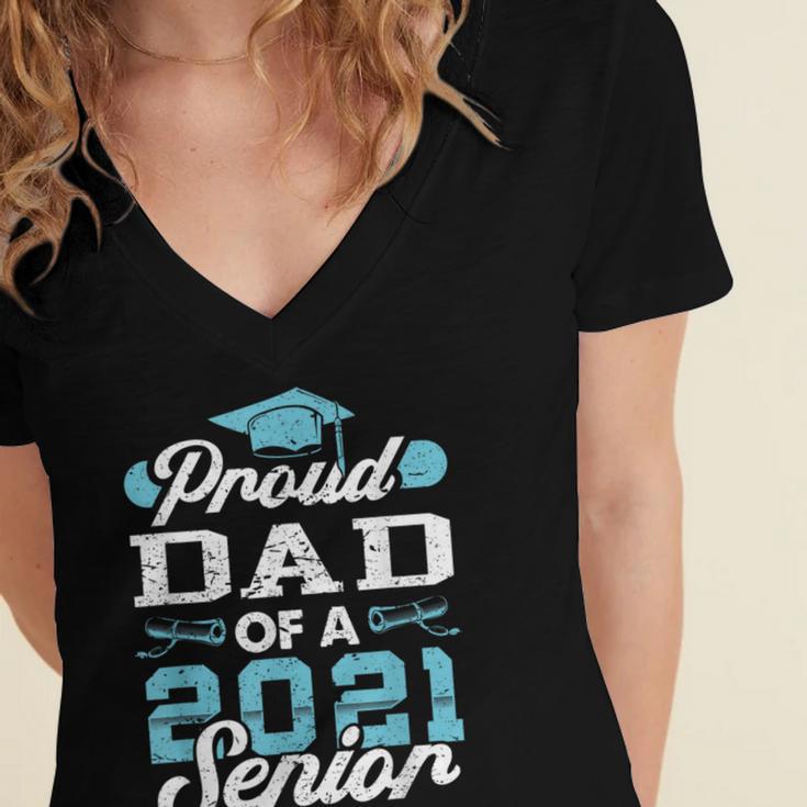Proud Dad Of a Class Of 2021 Senior Graduate Graduation Women's Jersey Short Sleeve Deep V-Neck Tshirt