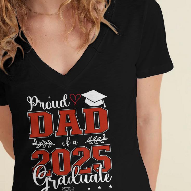 Proud Dad Of a Class Of 2025 Graduate For Graduation Women's Jersey Short Sleeve Deep V-Neck Tshirt