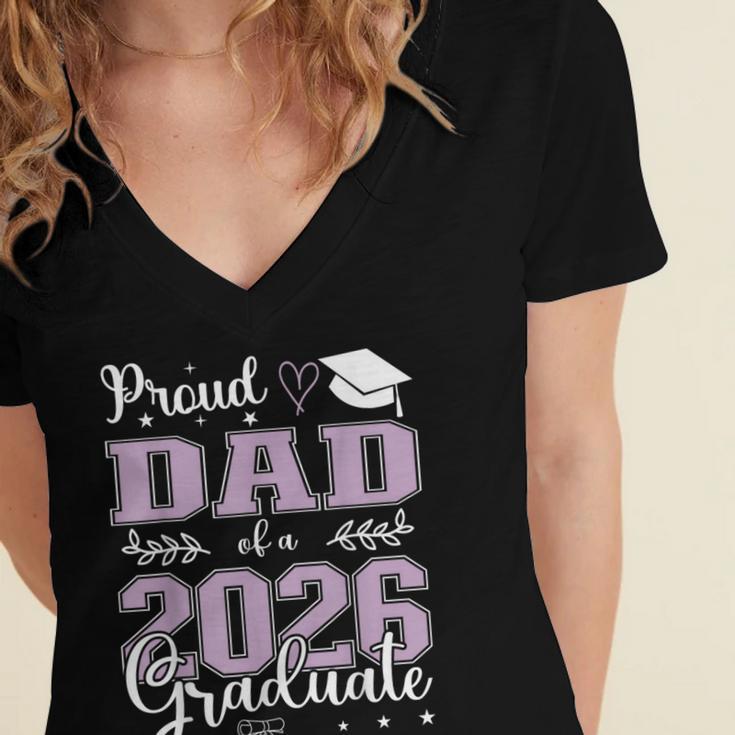 Proud Dad Of a Class Of 2026 Graduate For Graduation Women's Jersey Short Sleeve Deep V-Neck Tshirt