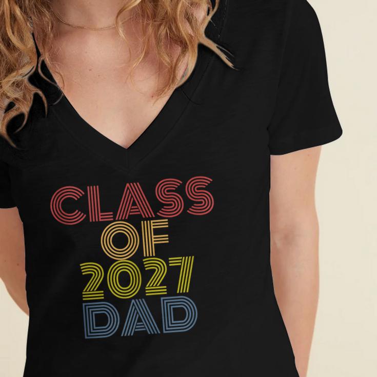 Proud Dad Of A Class Of 2027 Graduate Senior Graduation Women's Jersey Short Sleeve Deep V-Neck Tshirt
