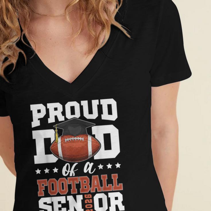 Proud Dad Of a Football Senior 2026 Graduation Women's Jersey Short Sleeve Deep V-Neck Tshirt