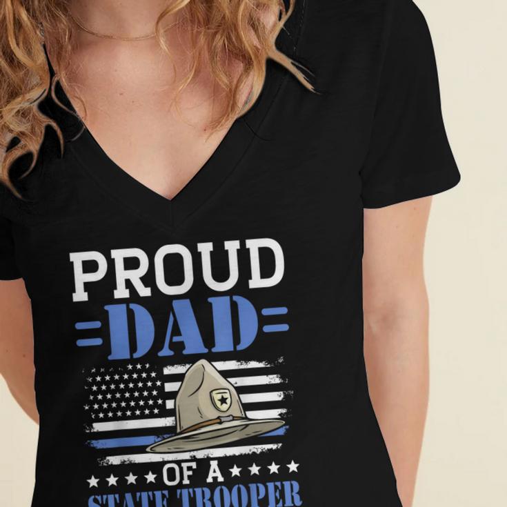 Proud Dad Of A State Trooper Police Officer Graduation Women's Jersey Short Sleeve Deep V-Neck Tshirt