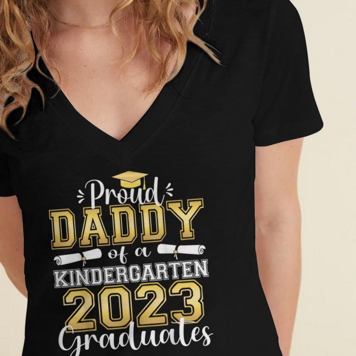 Proud Daddy Of Kindergarten Graduate 2023 Graduation Daddy Women's Jersey Short Sleeve Deep V-Neck Tshirt
