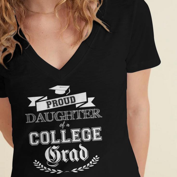 Proud Daughter Of College Grad 2019 Family Graduation Shirt Women's Jersey Short Sleeve Deep V-Neck Tshirt