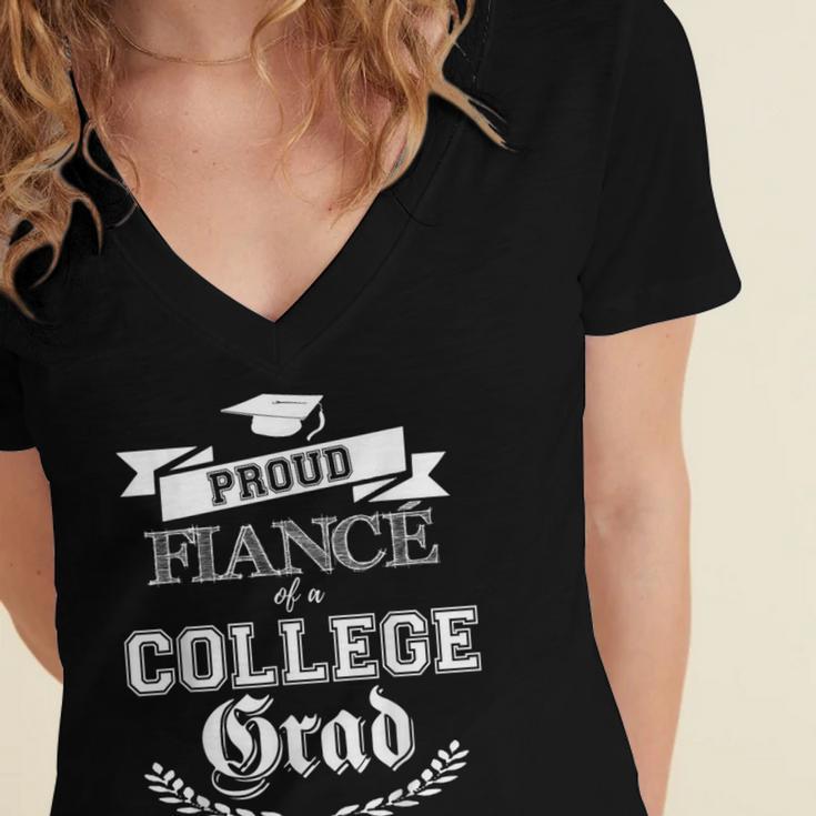 Proud Fiance Of College Grad 2019 Family Graduation Tee Women's Jersey Short Sleeve Deep V-Neck Tshirt