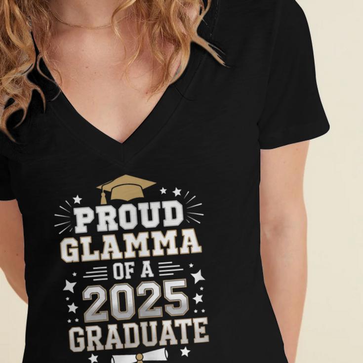 Proud Glamma Of A Class Of 2025 Graduate Senior Graduation Women's Jersey Short Sleeve Deep V-Neck Tshirt