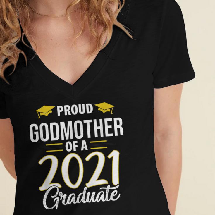 Proud Godmother Of A 2021 Graduate Graduation Clothes MBA Women's Jersey Short Sleeve Deep V-Neck Tshirt