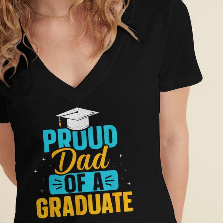 Proud Graduation Dad Father Of Graduates Women's Jersey Short Sleeve Deep V-Neck Tshirt