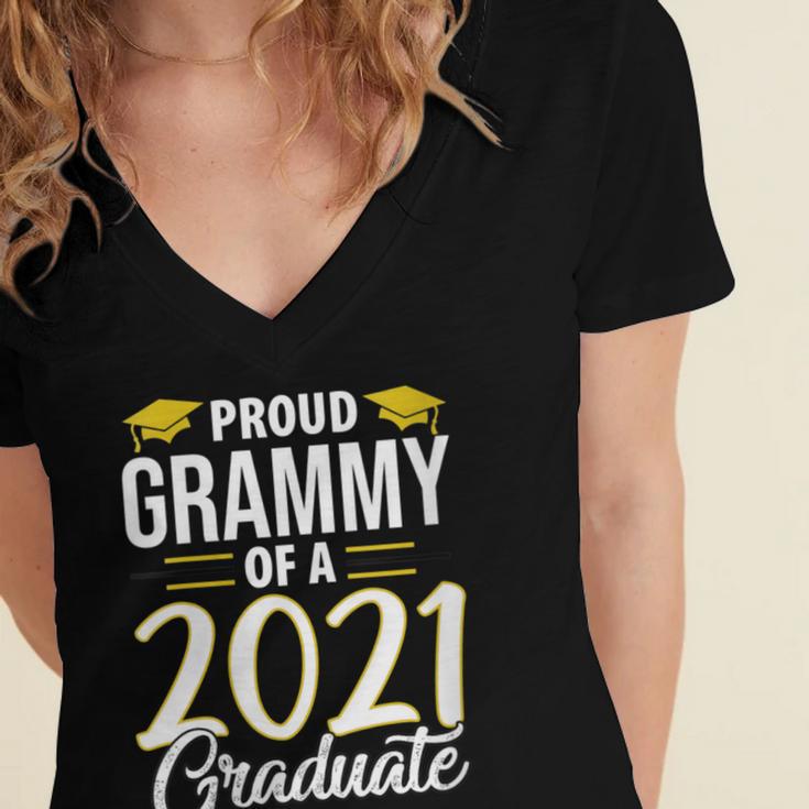 Proud Grammy Of A 2021 Graduate Graduation Clothes MBA PhD Women's Jersey Short Sleeve Deep V-Neck Tshirt